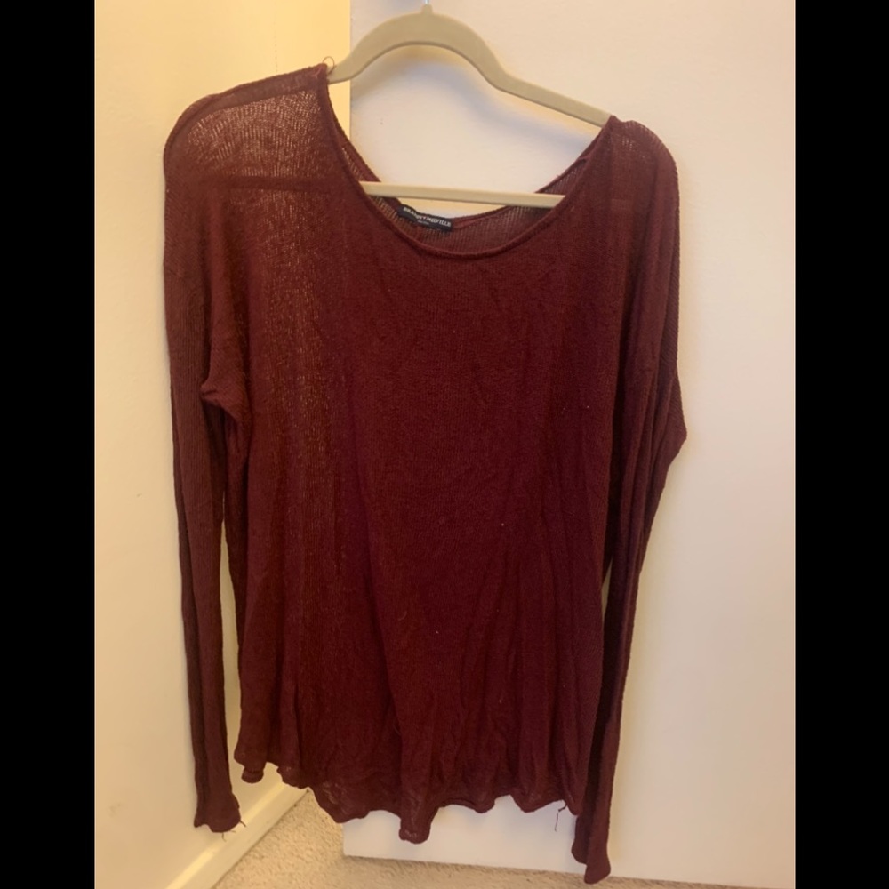 Maroon Long-Sleeve Brandy Melville Shirt